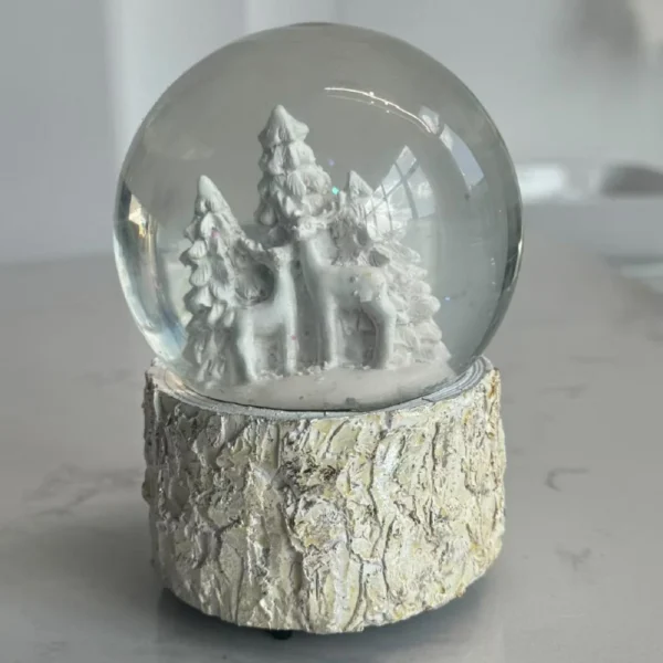 Custom Winter Deer Snow Globe with Forest Scene